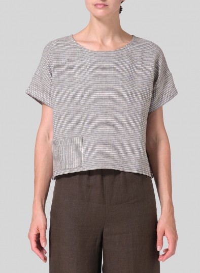 Linen Sloped Shoulder Boxy Short Top