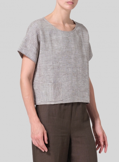Linen Sloped Shoulder Boxy Short Top