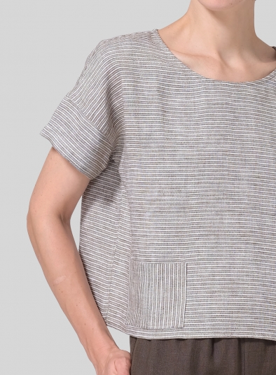 Linen Sloped Shoulder Boxy Short Top