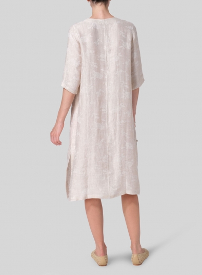 Jacquard Linen Tunic with Vintage Mandarin Knot