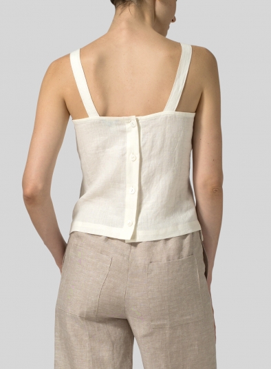 Linen Bias Cut Sleeveless Short Tank Top