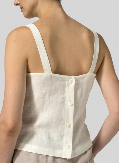 Linen Bias Cut Sleeveless Short Tank Top