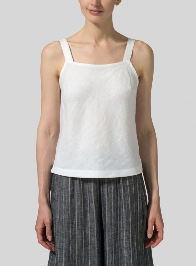 Linen Bias Cut Sleeveless Short Tank Top