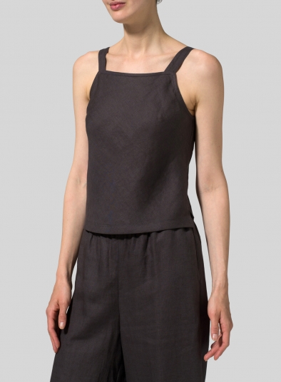 Linen Bias Cut Sleeveless Short Tank Top