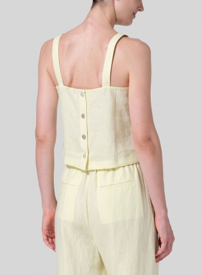 Linen Bias Cut Sleeveless Short Tank Top