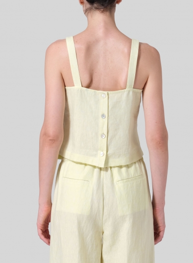 Linen Bias Cut Sleeveless Short Tank Top