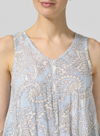 Linen Sleeveless V-Neck A-shape Top