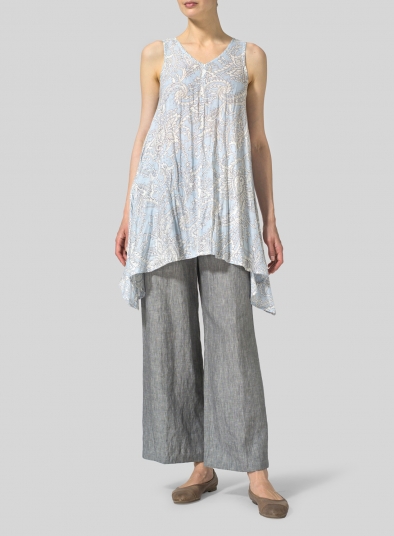 Linen Sleeveless V-Neck A-shape Top