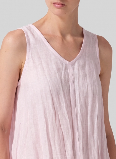 Linen Sleeveless V-Neck A-shape Top