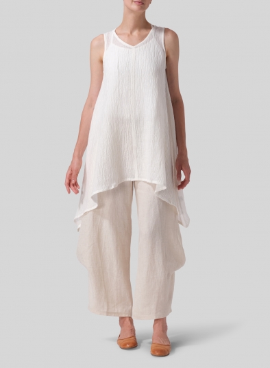 Linen V-Neck A-shape Top