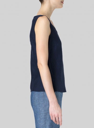 Linen V-Neck Sleeveless Bias Cut Tank