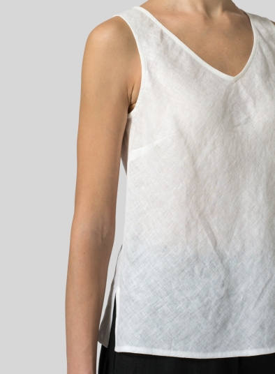 Linen V-Neck Sleeveless Bias Cut Tank