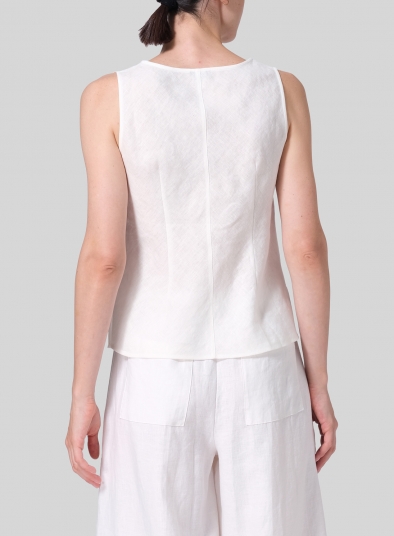 Linen V-Neck Sleeveless Bias Cut Tank