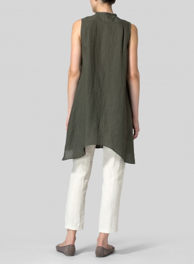 Linen Sleeveless A-line Long Tunic