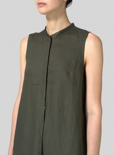 Linen Sleeveless A-line Long Tunic