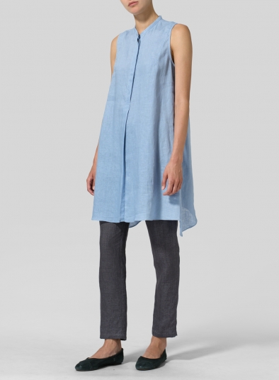 Linen Sleeveless A-line Long Tunic