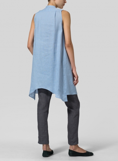 Linen Sleeveless A-line Long Tunic