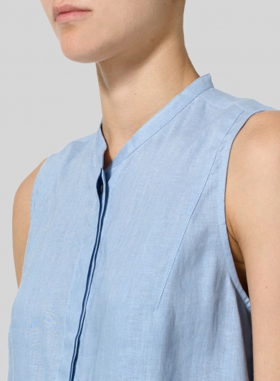 Linen Sleeveless A-line Long Tunic