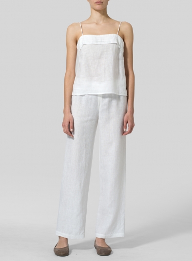 Linen Tiered Strap Top