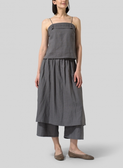 Linen Tiered Strap Top