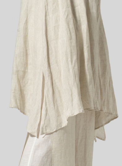 Linen Sleeveless Crumple Effect Long Blouse