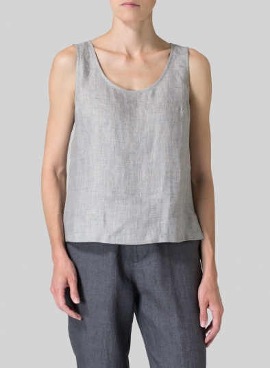 Linen Scoop Neck Tank 