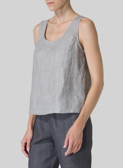 Linen Scoop Neck Tank 