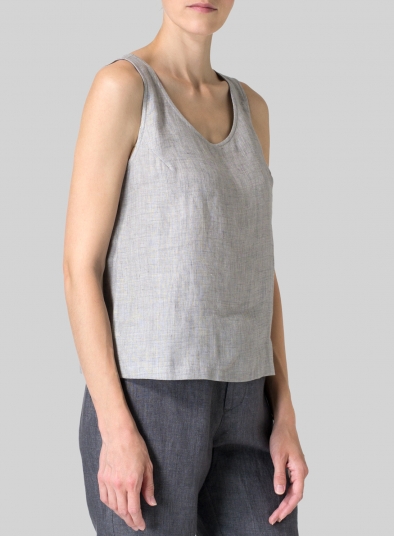 Linen Scoop Neck Tank 