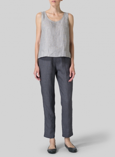 Linen Scoop Neck Tank 