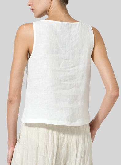 Linen Scoop Neck Tank 