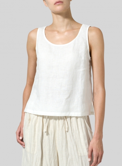 Linen Scoop Neck Tank 