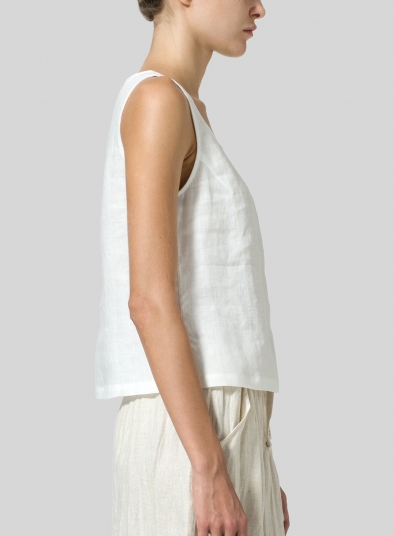 Linen Scoop Neck Tank 