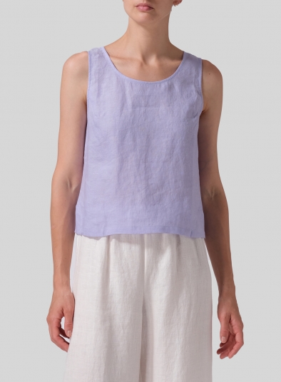 Linen Scoop Neck Tank 