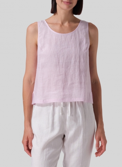 Linen Scoop Neck Tank 