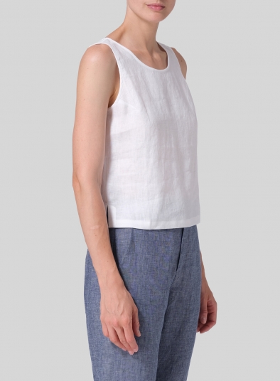 Linen Scoop Neck Tank 