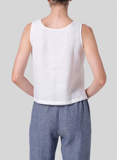 Linen Scoop Neck Tank 