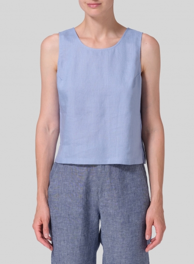 Linen Scoop Neck Tank 