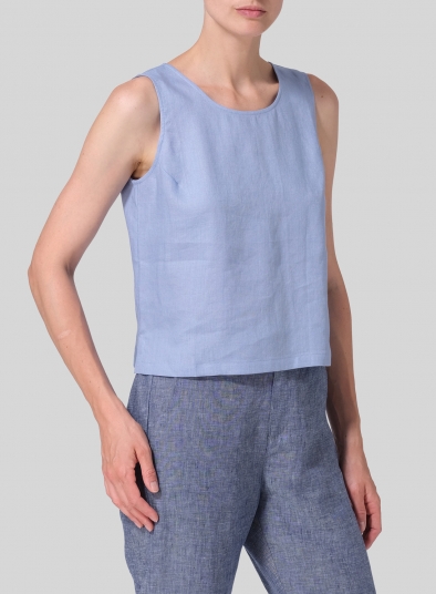 Linen Scoop Neck Tank 