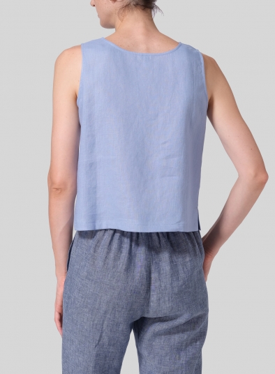 Linen Scoop Neck Tank 