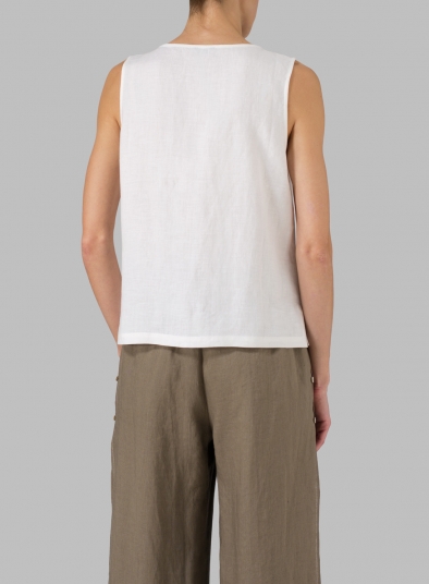 Linen Scoop Neck Tank 