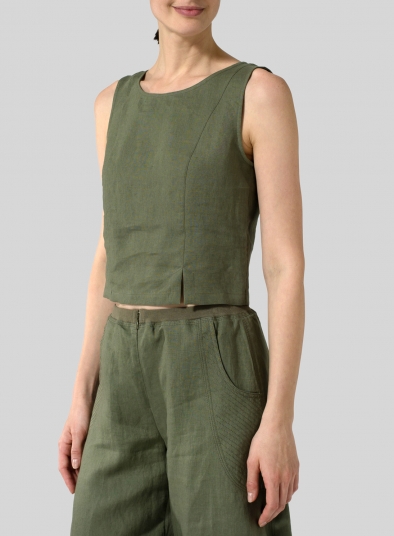 Linen Sleeveless Short Tank