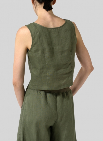 Linen Sleeveless Short Tank