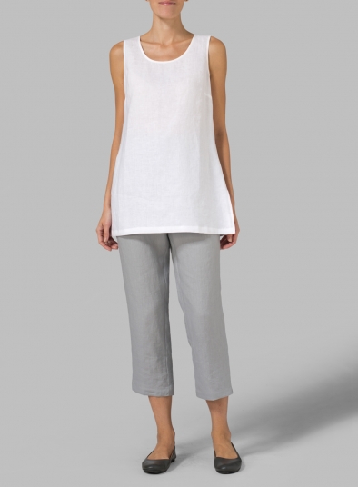 Linen Round Neck Long Tank