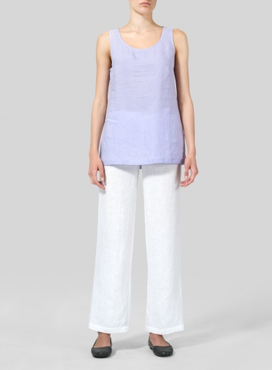 Linen Round Neck Long Tank