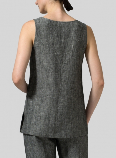 Linen Round Neck Long Tank