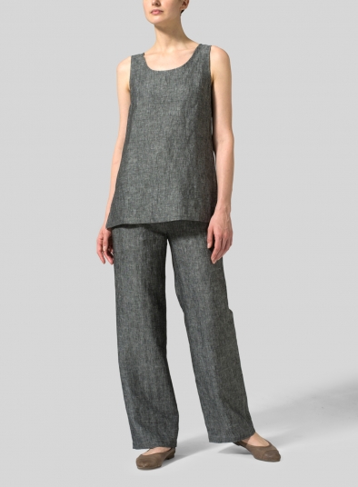 Linen Round Neck Long Tank