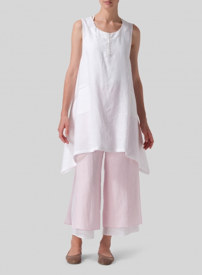 Linen Sleeveless Asymmetric Hem Tunic