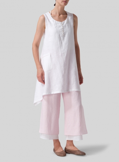 Linen Sleeveless Asymmetric Hem Tunic