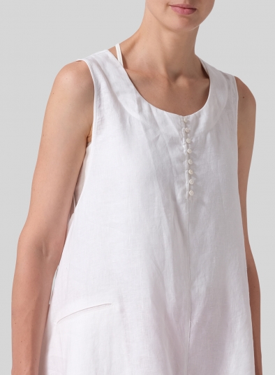 Linen Sleeveless Asymmetric Hem Tunic