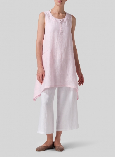 Linen Sleeveless Asymmetric Hem Tunic